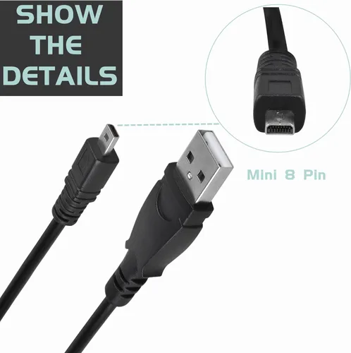 Miniatura 2 de Cable de datos USB Mini-8pin de 3.3 pies para cámara Insignia NS-DSC7B09 NS-DSC7P09 NS-DSC7S09