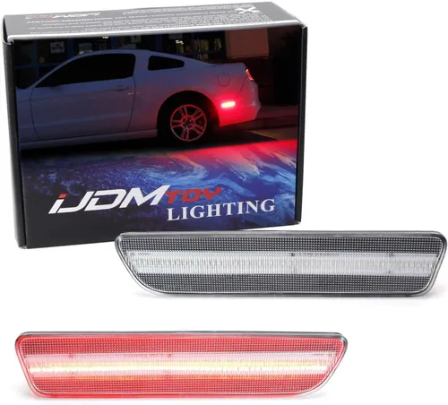 iJDMTOY Kit de luz de marcador lateral trasero con lente transparente, color rojo, compatible con Ford 2005-09 Mustang, alimentado por LED 54-SMD,