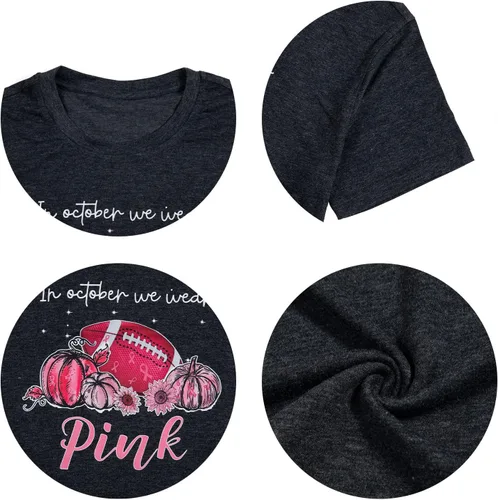 Miniatura 5 de Mujeres en octubre Llevamos camisa rosa Concientización sobre el cáncer de mama Tops Camiseta de fútbol para sobrevivientes de cáncer de mama