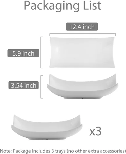 Miniatura 2 de LAUCHUH Platos Grandes, Cuencos Decorativos de Porcelana Platos Blancos para Servir para Entretener Pieza Central Decorativa Juego de 3 Cuencos