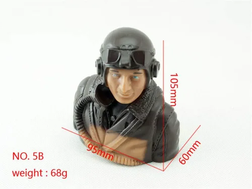 Miniatura 2 de Viloga Figura de piloto de avión a escala 1/5, modelo de juguete realista de la Segunda Guerra Mundial para juegos de aviones de madera de balsa