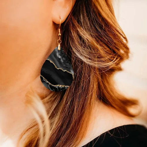 Miniatura 29 de Dangle Earrings for Women Colorful Dangling Drop Statement Jewelry Printed MDF Wood Teardrop Double Side Print Handmade by The Painted Pug
