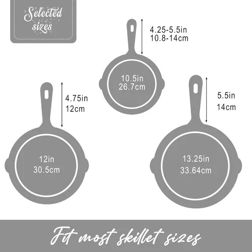 Miniatura 4 de Joyhalo Funda para mango de sartén de hierro fundido, paquete de 6 fundas resistentes al calor, funda de silicona para sartenes, color gris Gris