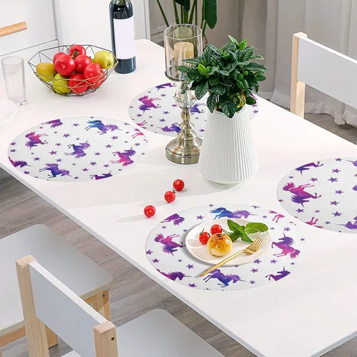 Miniatura 6 de Vibrant Unicorns Table Placemat, Non Slip Heat Resistant Place Mats for Wood Table for Kitchen one sizex1