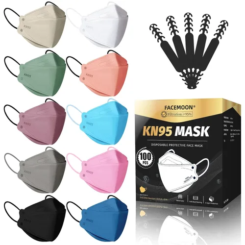 Mascarilla KN95 Desechable para Adultos - Paquete de 100 Piezas, Protección Ajustable de 5 Capas, Respirador KN95 Transpirable y Cómodo, Mascarilla
