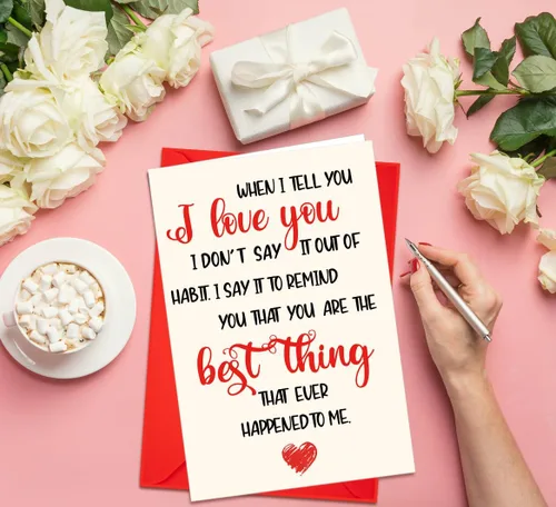 Miniatura 3 de Tarjeta de San Valentín con texto en inglés "When I Tell You I Love You", regalo de aniversario, boda, cumpleaños para esposa, marido, novia, novio