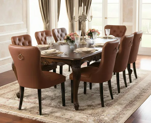 Miniatura 12 de EALSON Juego de 2 sillas de comedor modernas de cuero de mediados de siglo con patas de madera, sillas laterales de cocina tapizadas con ribete