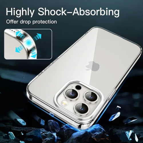 Miniatura 5 de JETech Funda para iPhone 15 Pro Max de 6.7 pulgadas, TPU suave transparente delgada funda protectora con absorción de golpes, soporta carga