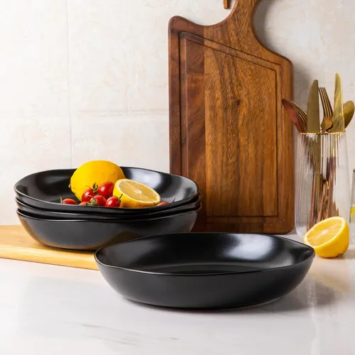 Miniatura 9 de AmorArc 9.75'' de cerámica cuencos grandes para pasta, juego de 4 cuencos planos de gres de 38 onzas para servir, cuencos aptos para horno