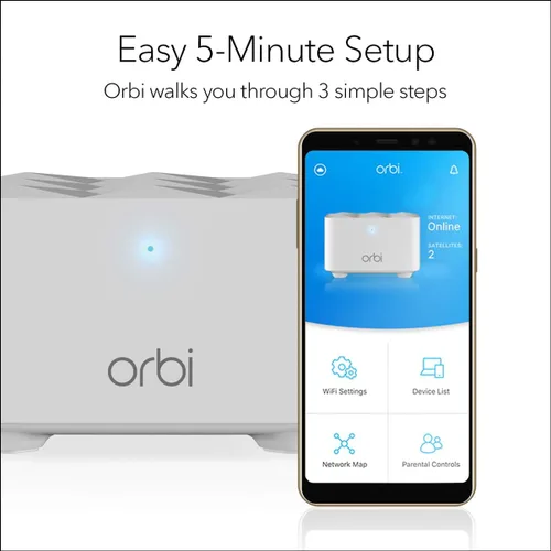 Miniatura 8 de NETGEAR Orbi Sistema WiFi de malla para todo el hogar (RBK13) – Reemplazo de enrutador cubre hasta 4,500 pies cuadrados con 1 enrutador y 2 satélites