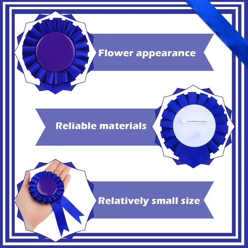 Miniatura 4 de 6 cintas de premio en blanco, cinta de roseta del primer lugar, cinta ganadora de victoria, cintas de reconocimiento de lujo para competición, Azul