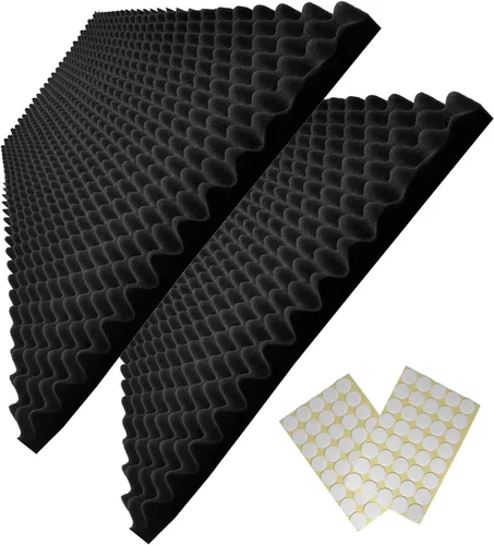 2 Pack 122 x 61 x 5 cm Paneles de espuma a prueba de sonido negros, panel de espuma acústica en forma de nido de abeja, panel de espuma de 2 Pack