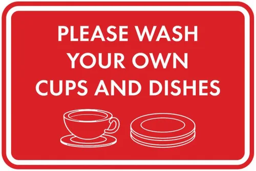 Miniatura 41 de Letrero clásico enmarcado con texto en inglés «Please Wash Your Own Cups and Dishes» (oro cepillado), pequeño