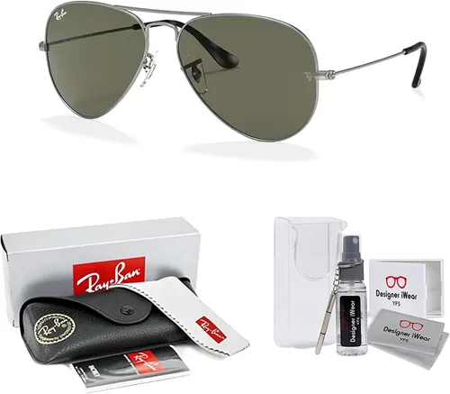 Miniatura 89 de Ray-Ban RB3025 - Lentes de sol de aviador de metal para hombre y mujer + paquete con kit de cuidado de gafas iWear de diseñador