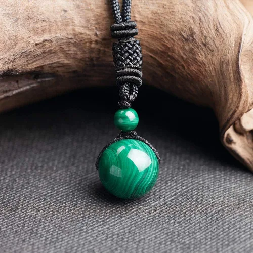 Miniatura 17 de iSTONE Collar unisex con dije de cuentas redondas auténticas, cadena de cuerda negra de 24 pulgadas para hombres y mujeres