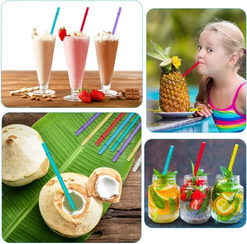 Miniatura 4 de 48 pajillas de plástico reutilizables de 11 pulgadas sin BPA, pajillas de purpurina coloridas para tarros y vasos de 40/30/24 onzas, con cepillo