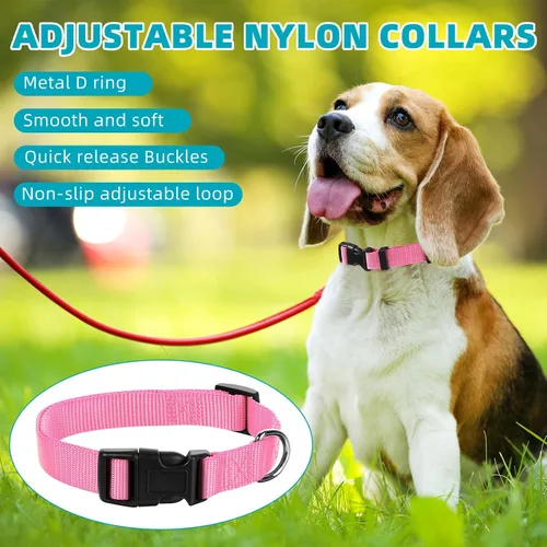 Miniatura 6 de 9 piezas de collar ajustable para perro, collar de nailon suave para mascotas con hebilla de liberación rápida a granel para perros, caminar