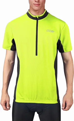 bpbtti - Camiseta de ciclismo de manga corta para hombre, camiseta de ciclismo MTB con media cremallera frontal y 3 bolsillos posteriores