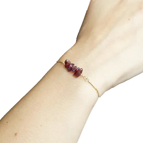 Miniatura 25 de Designs by Nature Gems Pulsera de piedra natal de cristal hecha a mano, pulsera de bolo de cadena deslizante ajustable, chapado en oro
