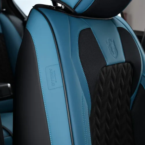 Miniatura 7 de Coverado Juego completo de fundas de asiento, fundas de asiento de piel sintética transpirable de 5 asientos para automóviles, funda de asiento