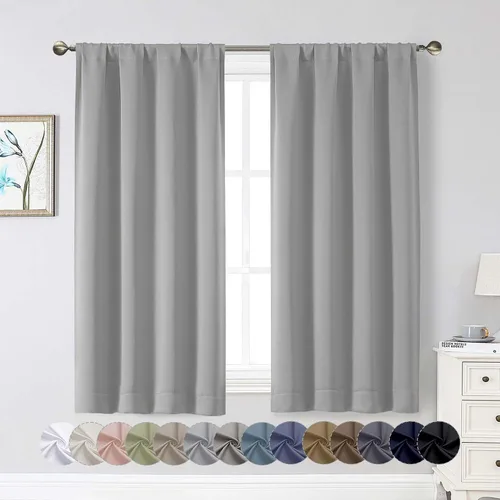 Miniatura 172 de Cortinas opacas para dormitorio, sala de estar, juego de 2 paneles de 54 pulgadas de largo, cortinas de oscurecimiento de habitación con aislamiento