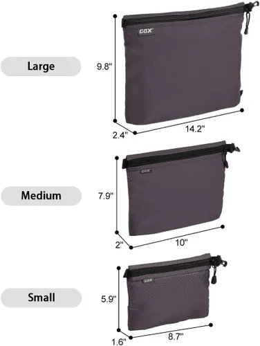Miniatura 5 de GOX Paquete de 3 bolsas de aseo de viaje para hombres, organizador de equipaje de mano, bolsa con cremallera, bolsa portátil para cosméticos