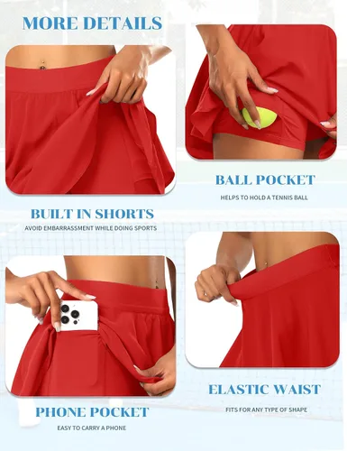Miniatura 4 de JoyGirl Falda de tenis para mujer con pantalones cortos de golf, falda pantalón de cintura alta, para entrenamiento, atlética, con bolsillos