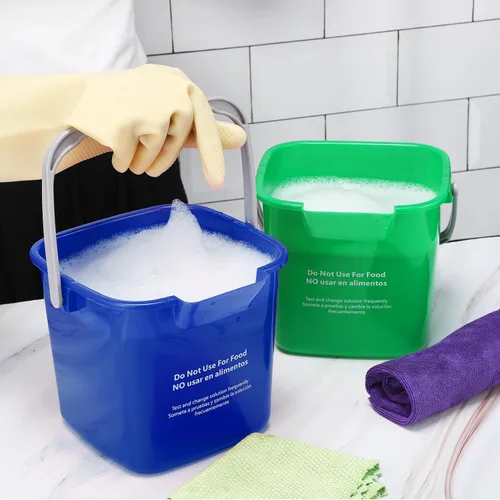 Miniatura 5 de Uiifan 3 Pcs 6 Quart Cleaning Bucket Small Sanitizing Square Bucket Detergent Pail Plastic Cleaning Pail with Handles and Measurements Spout for