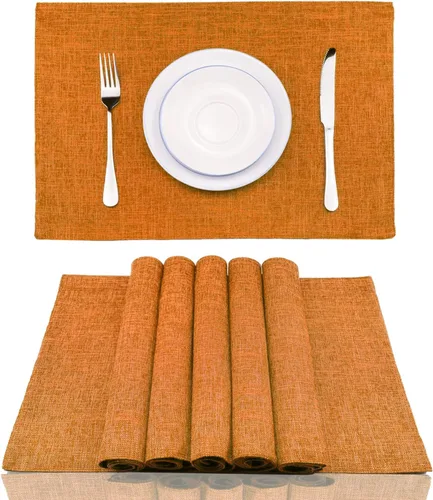 Miniatura 8 de Weabetfu Juego de 4 manteles individuales de tela resistentes al calor, manteles individuales de algodón y lino, lavables a máquina, manteles