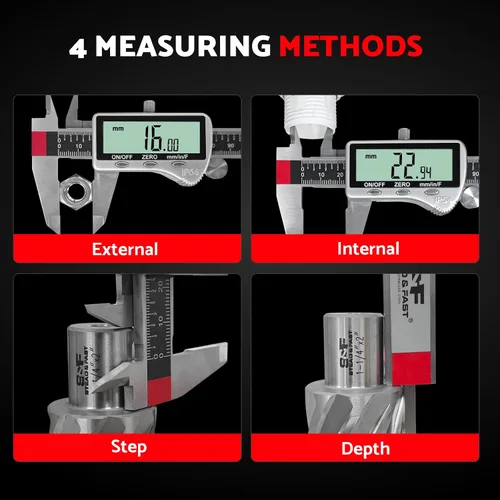 Miniatura 7 de S&F STEAD & FAST Herramienta de medición de calibrador digital de 6 pulgadas con pantalla LCD extragrande, pinza micrómetro de acero inoxidable