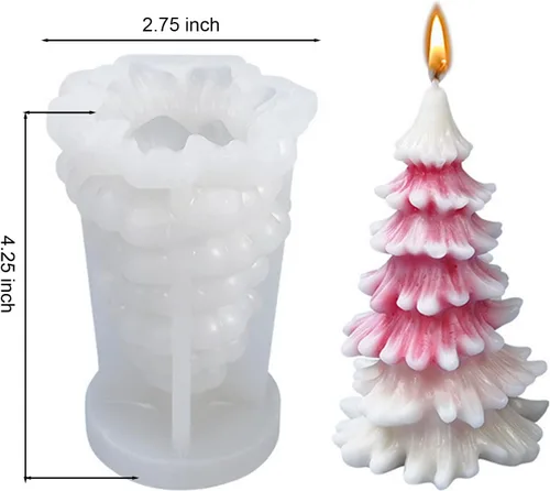 Miniatura 4 de Molde de Árbol de Navidad para Velas, Molde de Árbol de Pino 3D de Silicona para Hacer Velas Aromaterapia Cera Resina Epoxy para Jabón Fiesta de 02