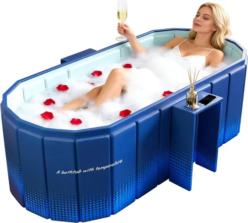 Miniatura 16 de Bañera Plegable Portátil, Bañera Independiente Sin Instalación, Bañera de Remojo SPA para Baño, Cabina de Ducha Plegable para Baños Calientes