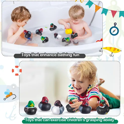 Miniatura 4 de Deekin 12 patos de goma de mazardo de 2 pulgadas con temática de pato señuelo para fiestas, patos de goma para caza de patos, cruceros, para ducha