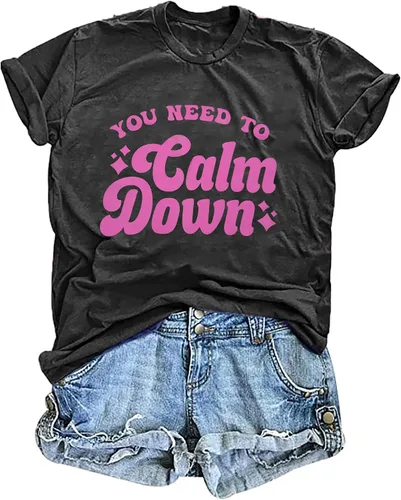 JINTING You Need to Calm Down T-Shirt Woman Country Concert Tops Music Lovers Tee LGBTQ Pride Gift Tops