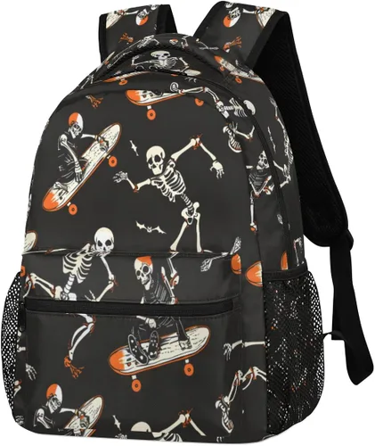 Miniatura 3 de Pardick Mochilas de calavera de Halloween para niños y niñas, divertidas y ligeras de 16 pulgadas, mochila escolar para laptop, mochila