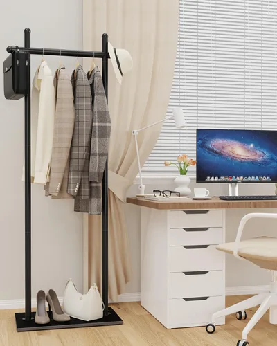 Miniatura 3 de Perchero independiente con base de roca natural, soporte metálico para colgar abrigos, perchero industrial, árbol de ropa para dormitorio, sala