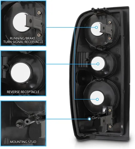 Miniatura 5 de AmeriLite para Nissan Frontier 1998-2004 Euro Transparente Negro Luces Traseras de Repuesto OE Juego de Lámparas de Freno - Lado del Pasajero