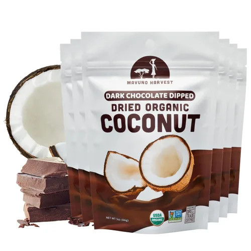 Miniatura 12 de Mavuno Harvest Coco Orgánico Cubierto de Chocolate - Coco Seco Orgánico Sumergido en Chocolate Negro - Sin OMG, Sin Conservantes, Comercio Justo