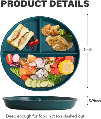 Miniatura 5 de RUIBOLU Platos Divididos Irrompibles 5PCS para Niños y Adultos, Plato con Compartimentos, Vajilla Ligera Reutilizable de Control de Porciones Platos