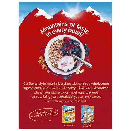 Miniatura 4 de Alpen Muesli Cereal original, cereal saludable para el corazón con copos de trigo, avena enrollada, nueces y pasas, proyecto verificado sin OMG