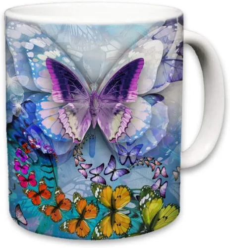 Miniatura 4 de Sweet Gisele - Taza de mariposa - Recuerdo de taza de café de cerámica - Diseño colorido - Mariposas monarca gráficas 3D - Hermosos detalles