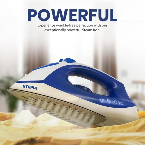 Miniatura 9 de Utopia Home Plancha de vapor para ropa con suela antiadherente, plancha de ropa de 1200 W con control de termostato ajustable, protección
