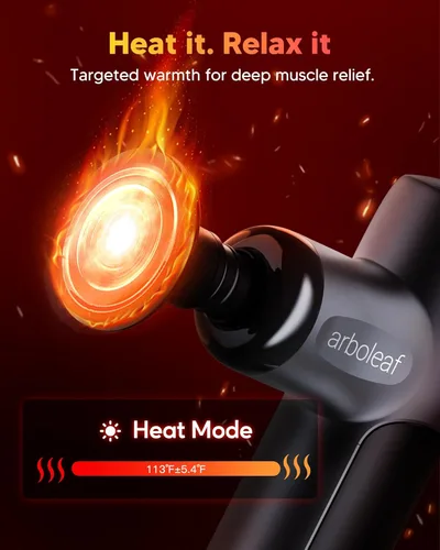 Miniatura 2 de arboleaf Mini pistola de masaje con calor, masajeador muscular de percusión para aliviar el dolor, portátil y silencioso, masajeador pequeño