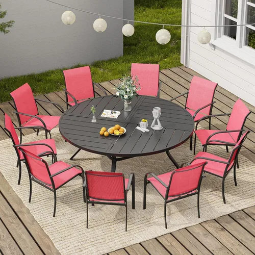 Miniatura 57 de VICLLAX Juego de 2 sillas de patio pequeñas para exteriores, juego de sillas apilables para patio y mesa de comedor cuadrada para porche delantero