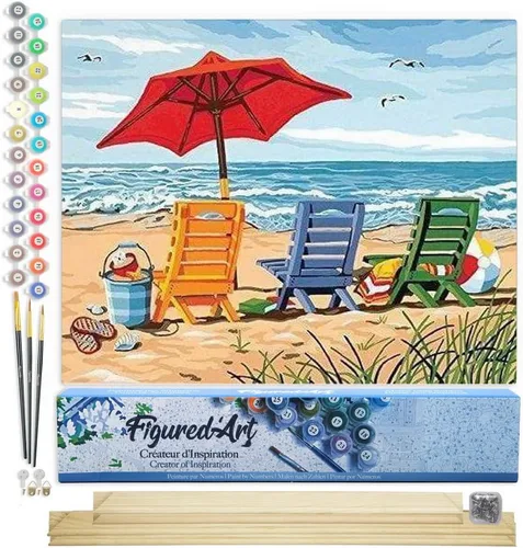 Miniatura 138 de Figured'Art - Juego de pintura por números, lienzo enrollado sin marco, para manualidades, para adultos, 16 x 20 pulgadas, jarrón de peonías