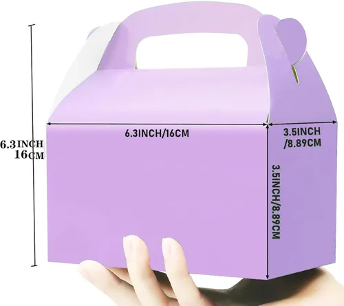Miniatura 4 de Paquete de 30 cajas de regalo de fiesta moradas, cajas de golosinas, cajas de regalo de papel con asas. Perfecto para suministros de decoración