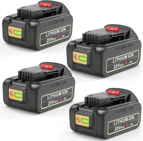 4 paquetes de reemplazo para batería DeWalt de 20V Max, batería de litio de alta capacidad de 6.0Ah compatible con DeWalt Baterias 20V DCB206 DCB205