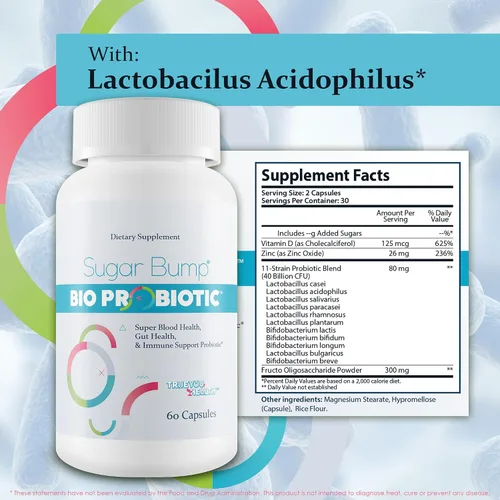 Miniatura 5 de Sugar Bump Bio Probiótico - Probióticos para la salud sanguínea - Apoya el equilibrio saludable de la sangre S ya en el rango normal - Apoyo