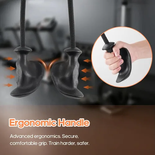 Miniatura 3 de Cuerda de tríceps con asas ergonómicas, cuerda de tríceps para sistema de poleas de máquina de cable, accesorios de gimnasio en casa Rojo