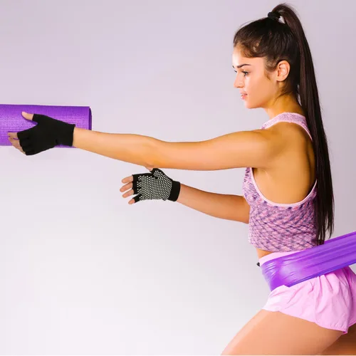 Miniatura 9 de BESPORTBLE 4 pares de guantes de yoga antideslizantes para mujer, guantes de entrenamiento de medio dedo, versátiles protectores de manos